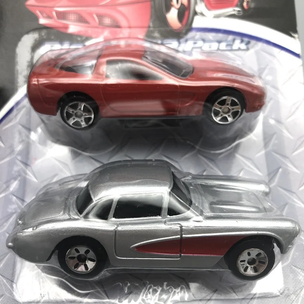 Kid Connection Diecast‎ 2 Pack 1997 Red Corvette & Silver 1957 1/64 Scale